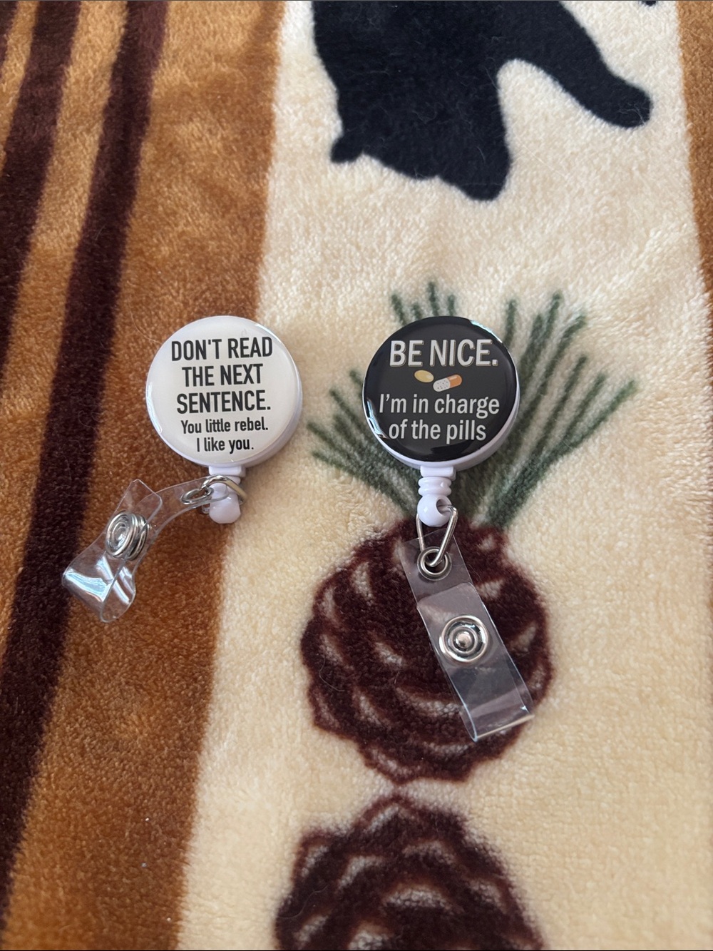 Funny Nurse Badge Reel Duo - White and Black Text